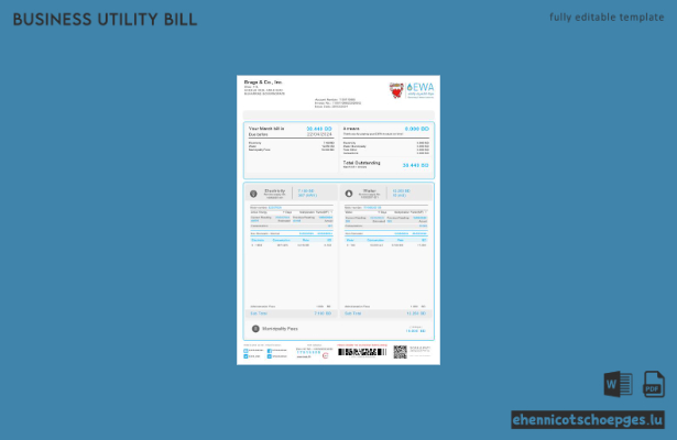 Beispielrechnung für Geschäftskunden der Bahrain EWA